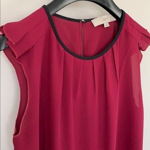 LOFT Oxblood Sleeveless Blouse